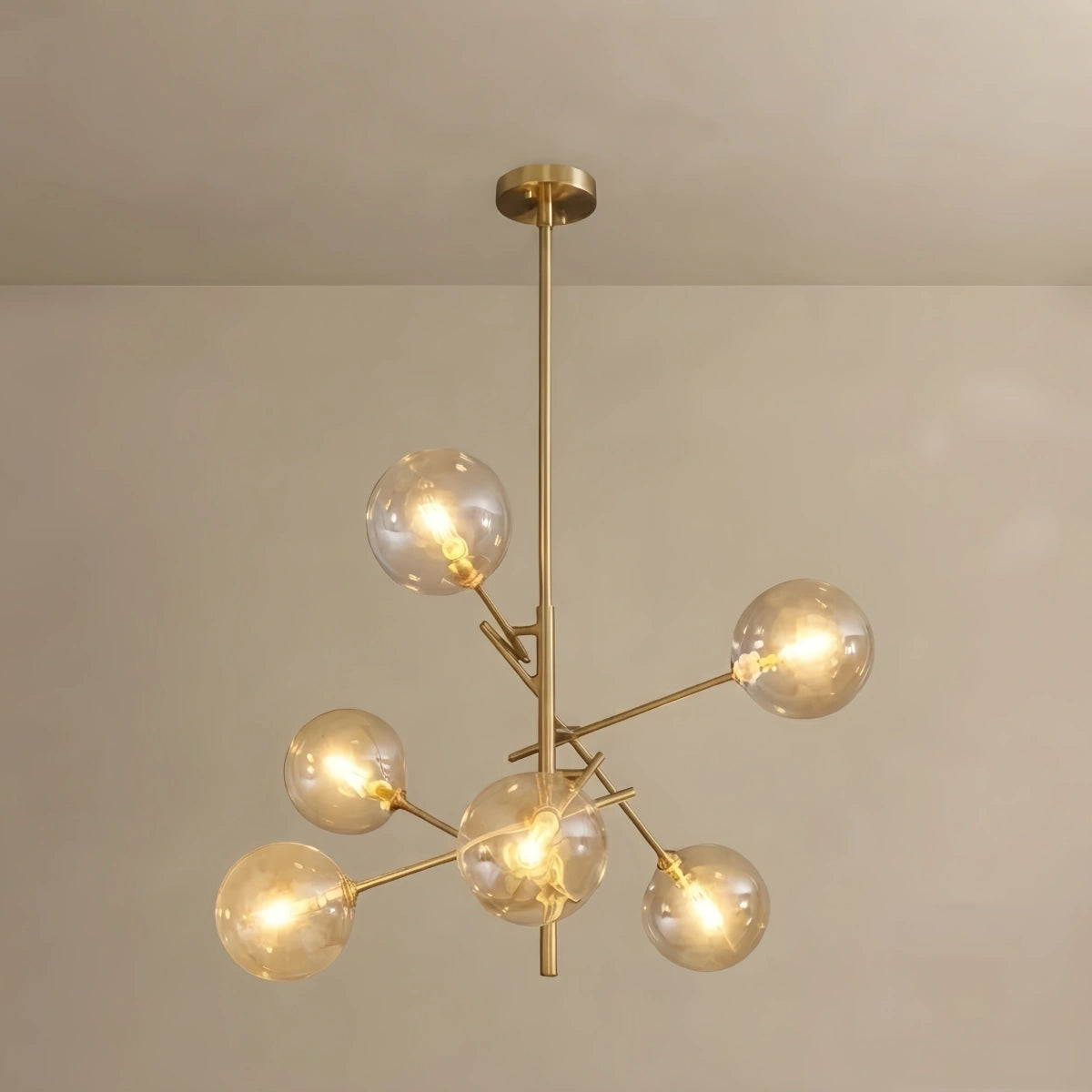 WV353Nebula Designer Bubble Chandelier - Clear Glass & Metal Branch for Dining Room/Kitchen