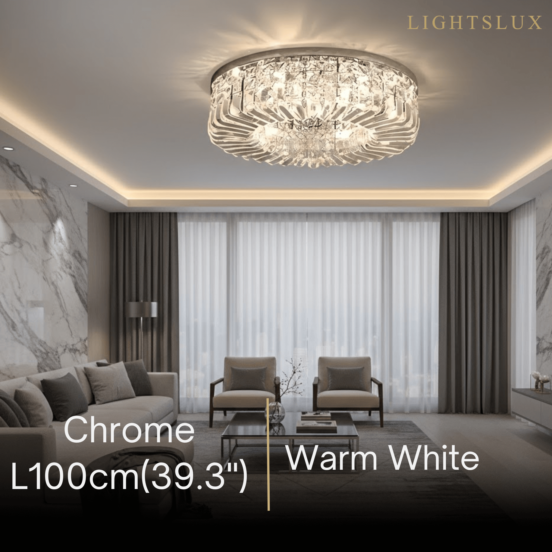 Royal Round LED Ceiling Light – Chrome/Gold Finish for Living