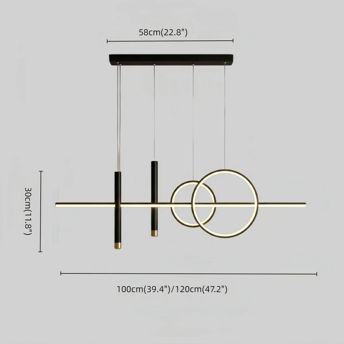 Arcato Modern Geometric Pendant Light — Black/Gold Metal & Acrylic Dining Room