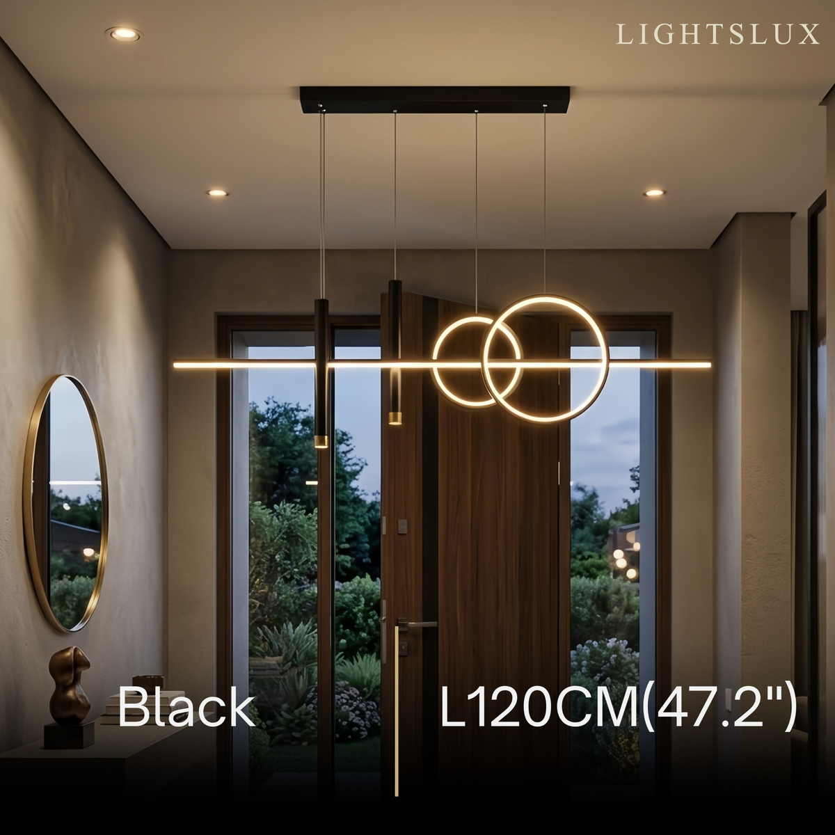Arcato Modern Geometric Pendant Light — Black/White Metal & Acrylic Dining Room