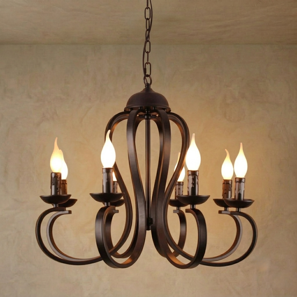 Excelis Vintage Candle Chandelier - Metal Multi-Light Fixture for Dining Room/Living Room