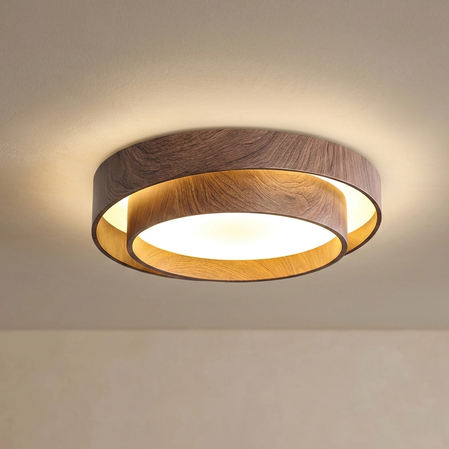 Zenno Wabi-Sabi Ceiling Light -- Metal & Acrylic with Walnut Finish for Living Room