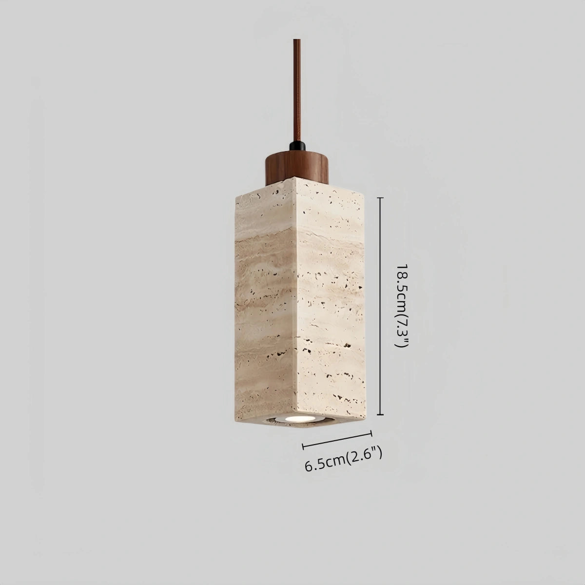 Strata Natural Column Pendant Light -Beige Travertine for Kitchen Island