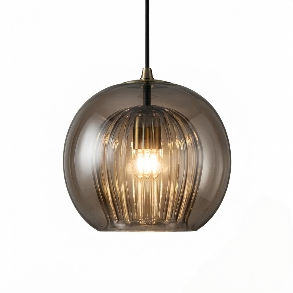 Vetro Nordic Globe Pendant Light – Clear or Amber Glass for Bedroom