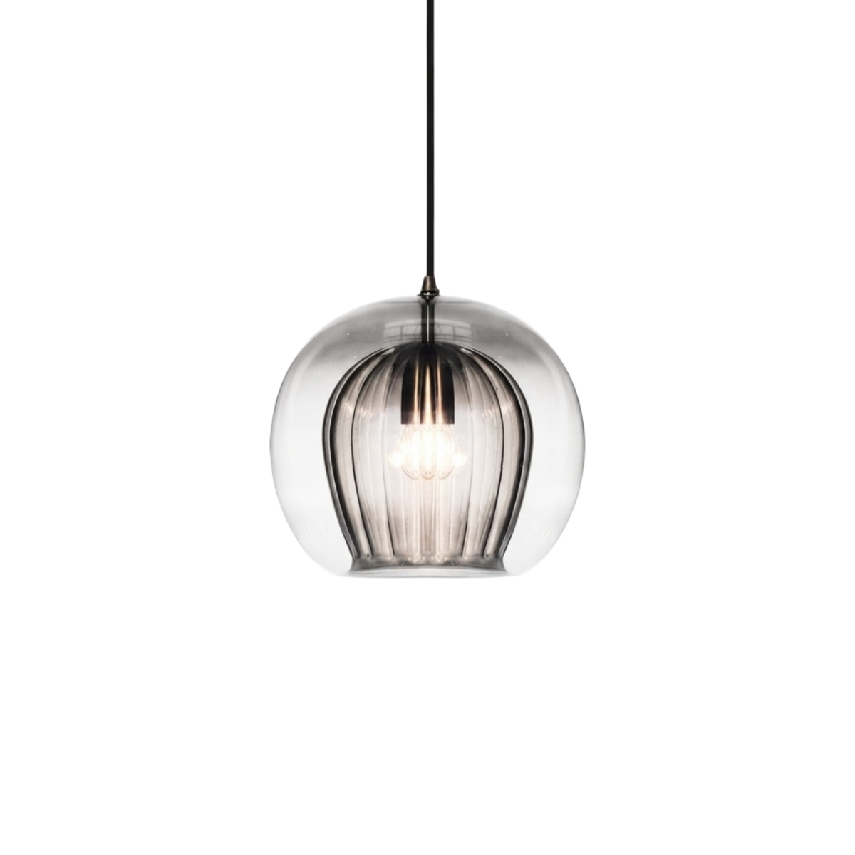 Vetro Nordic Globe Pendant Light – Clear or Amber Glass for Bedroom