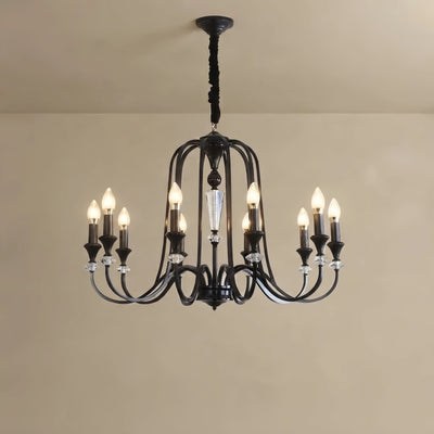 Irondale Vintage Copper Crystal Chandelier, Multi-Light Branch Ceiling Lamp for Dining Room