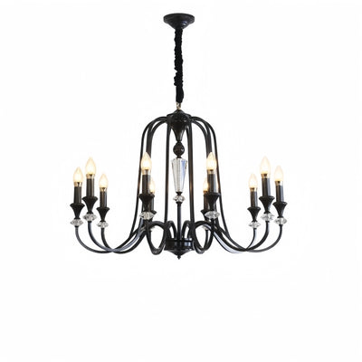 Irondale Vintage Copper Crystal Chandelier, Multi-Light Branch Ceiling Lamp for Dining Room