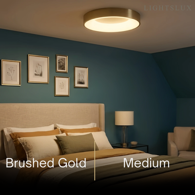 Arcato Modern Flush Mount Ceiling Light – Gold/ Black LED for Living Room