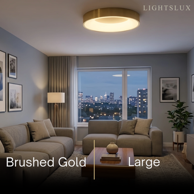Arcato Modern Flush Mount Ceiling Light – Gold/ Black LED for Living Room