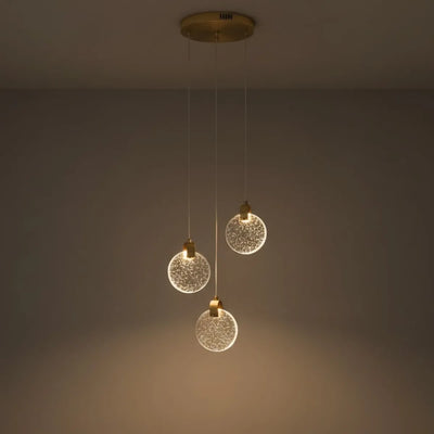 Round – Pendant Light Gold Metal/Crystal for Dining Room