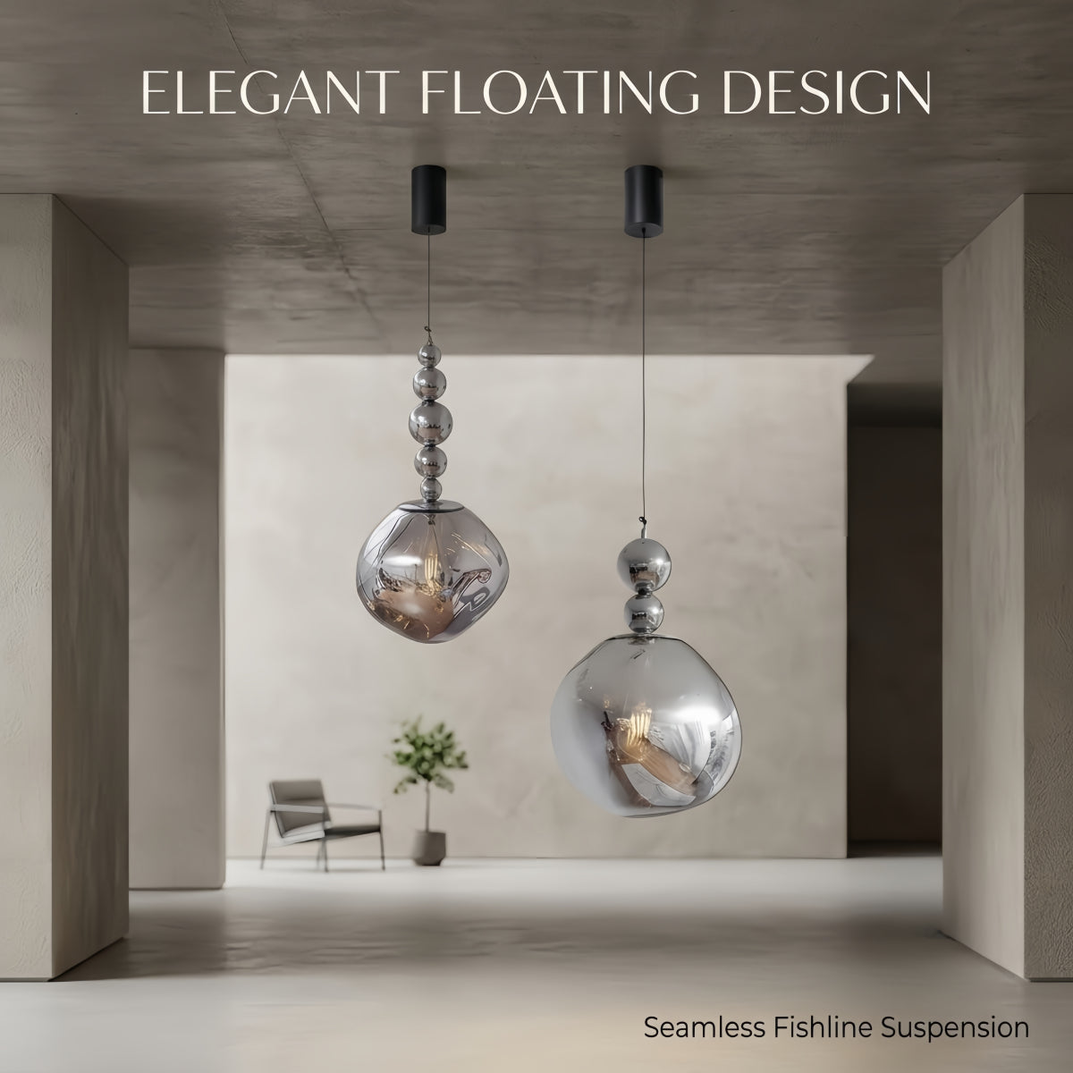 Lunara Modern Pendant Light – Acrylic Globe & Carbon Steel for Bedroom