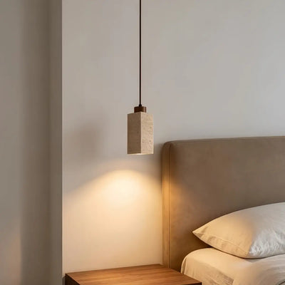 Strata Natural Column Pendant Light -Beige Travertine for Kitchen Island