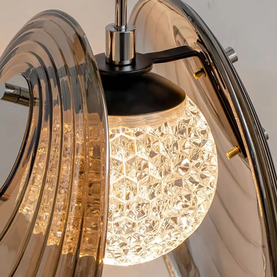 Lunara Modern Glass Disc Pendant Light--Amber/Smoke Grey for Living Room