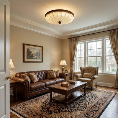 Irondale Retro Ceiling Light--Fabric & Wood for Bedroom