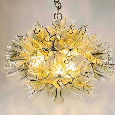 Vivara Modern Green Glass Flower Chandelier -- Metal Frame for Dining Room Living Room