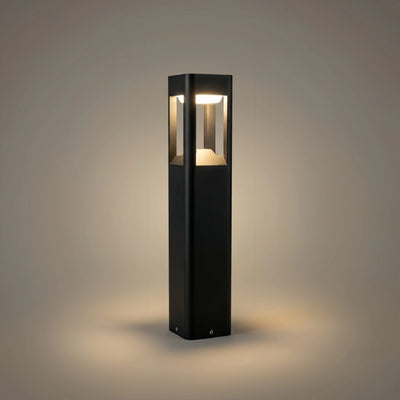 Irondale Industrial Outdoor Pathway Light - Black Metal & Acrylic Rectangle Design for Patio