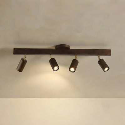 Zenno Modern Wood Track Lighting -- Adjustable Spotlights Walnut/Wood for Kitchen & Bar