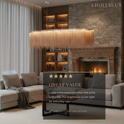 Gold or Chrome Pendant Light – Luxury Tassel Metal Fixture for Dining Room