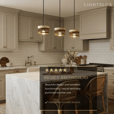 Strata Wabi-sabi Pendant Light --Travertine & Solid Wood Brown for Dining Room