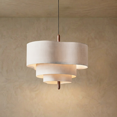 Zenno Modern Fabric Pendant Light – White for Dining Room