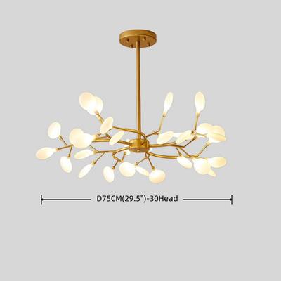 Excelis Art Deco Chandelier - Branch & Firefly Design in Black/Gold for Dining/Living Room