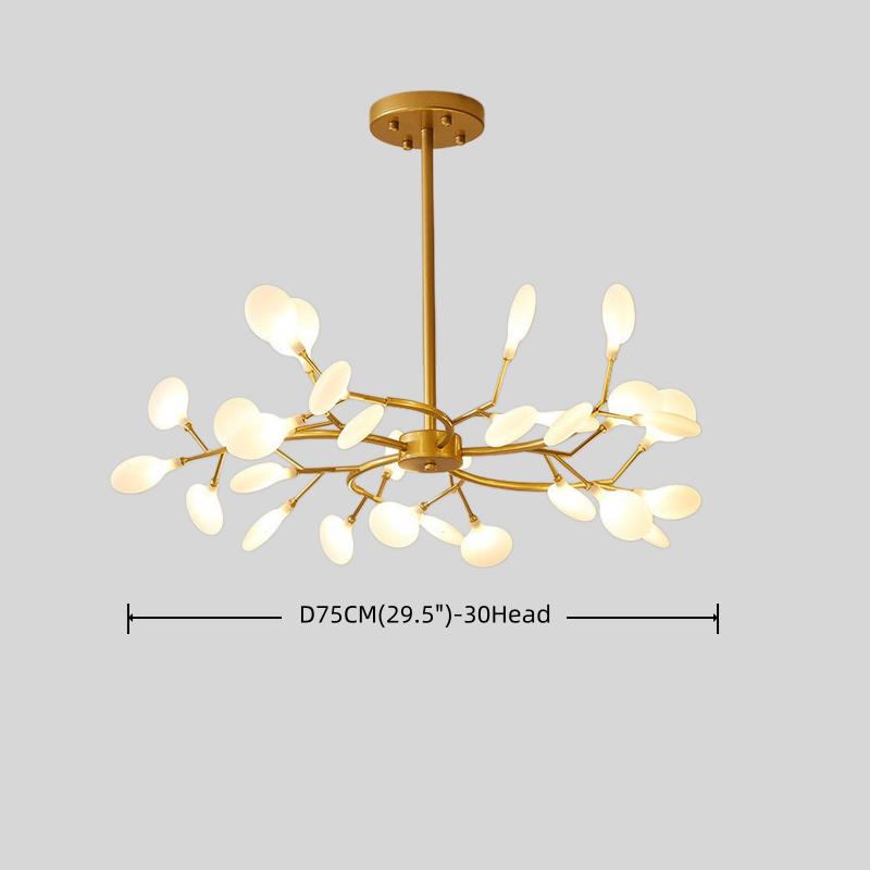 Excelis Art Deco Chandelier - Branch & Firefly Design in Black/Gold for Dining/Living Room