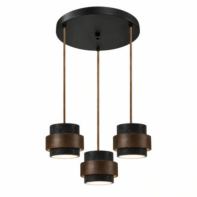 Strata Modern Travertine Pendant Light — Walnut Wood for Dining Room