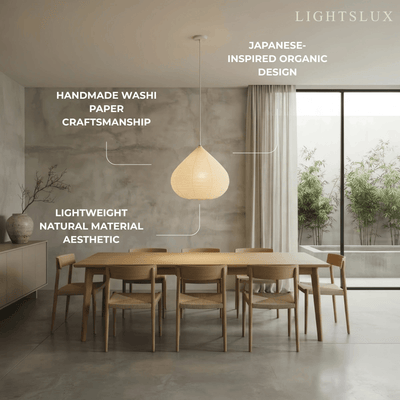 Zenno Japanese Pendant Light -- Handcrafted Parchment for Dining Room