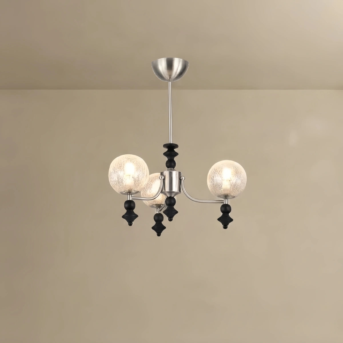 Velora Modern Natural Chandelier with Glass Shades for Living Spaces