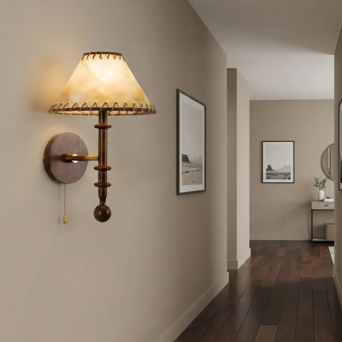 Lunara Mid-Century Wall Lamp -- Black Walnut for Bedroom Living Room