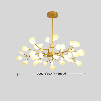Excelis Art Deco Chandelier - Branch & Firefly Design in Black/Gold for Dining/Living Room