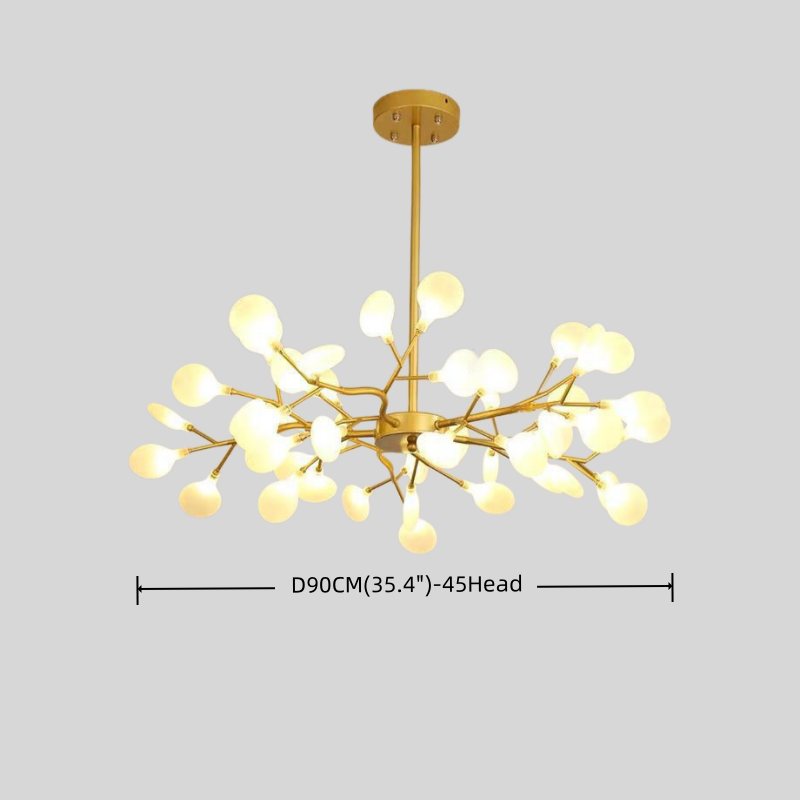 Excelis Art Deco Chandelier - Branch & Firefly Design in Black/Gold for Dining/Living Room