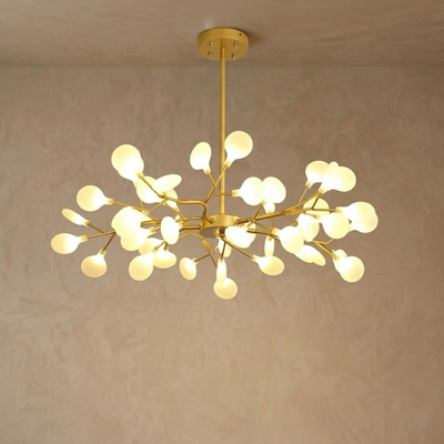 Excelis Art Deco Chandelier - Branch & Firefly Design in Black/Gold for Dining/Living Room