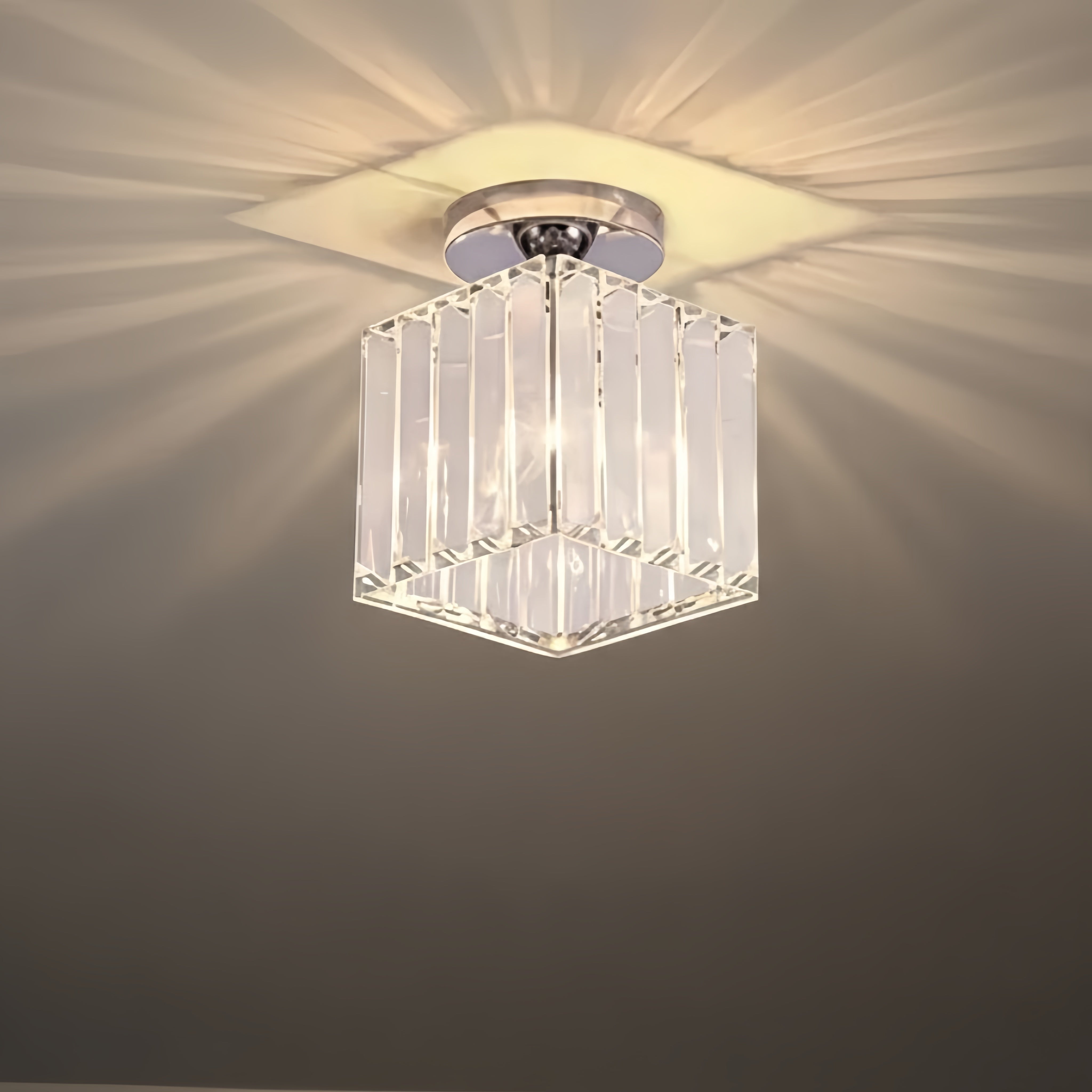 Vetro Modern Ceiling Lamp Metal/Crystal Design in Black/Gold/Silver for Bedroom