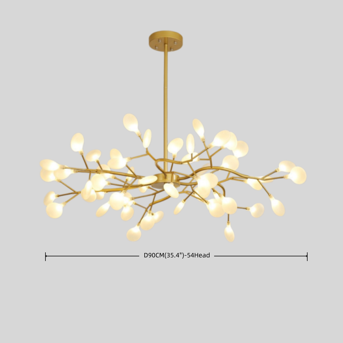 Excelis Art Deco Chandelier - Branch & Firefly Design in Black/Gold for Dining/Living Room