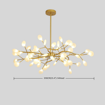 Excelis Art Deco Chandelier - Branch & Firefly Design in Black/Gold for Dining/Living Room
