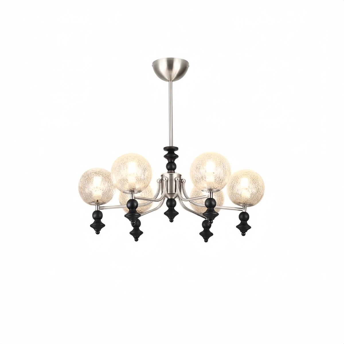 Velora Modern Natural Chandelier with Glass Shades for Living Spaces