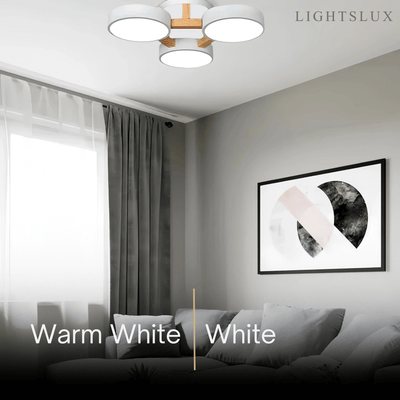 Arcato Modern Round Ceiling Light – 3-Color Fixture with Three Heads Bedroom