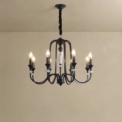Irondale Vintage Copper Crystal Chandelier, Multi-Light Branch Ceiling Lamp for Dining Room