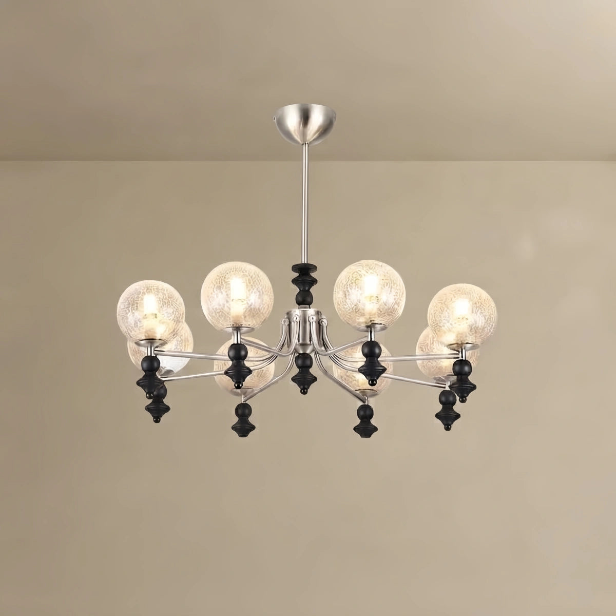 Velora Modern Natural Chandelier with Glass Shades for Living Spaces