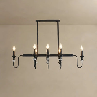 Irondale Vintage Copper Crystal Chandelier, Multi-Light Branch Ceiling Lamp for Dining Room