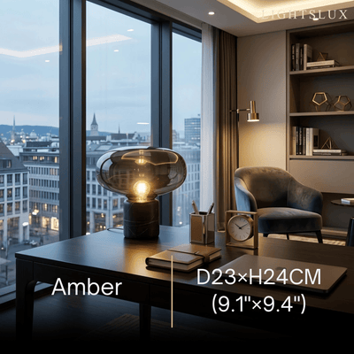 Vetro Luxury Table Lamp – Smoke Grey or Amber for Bedroom