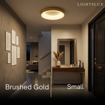Arcato Modern Flush Mount Ceiling Light – Gold/ Black LED for Living Room