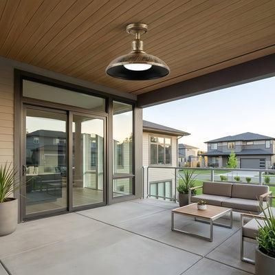 Irondale Industrial Waterproof Pendant Light -- Black/Brass Iron for Outdoor Wall