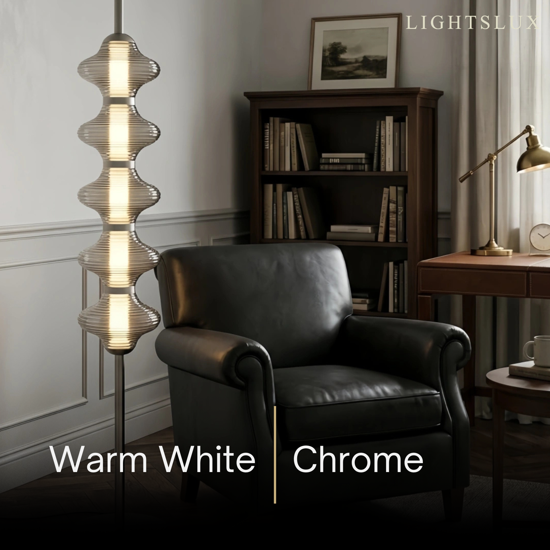 Vivara Modern Metal/Glass Floor Lamp - Orange Lantern Design for Bedroom