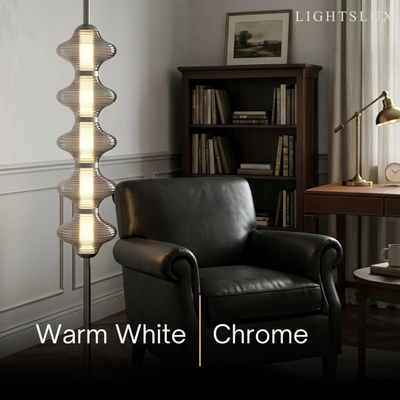 Vivara Modern Metal/Glass Floor Lamp - Orange Lantern Design for Bedroom