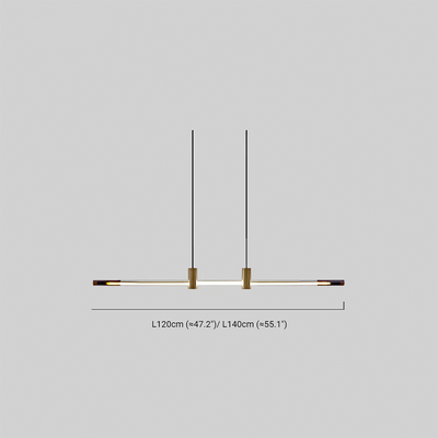 Modern Metal & Acrylic Pendant Light - Brown/Red Linear Design for Bedroom