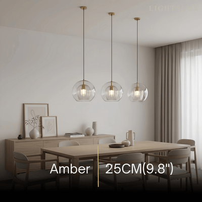Vetro Nordic Globe Pendant Light – Clear or Amber Glass for Bedroom