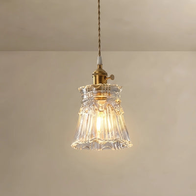 Art Deco Pendant Light – Clear Blown Glass with Brass Finish for Bedroom
