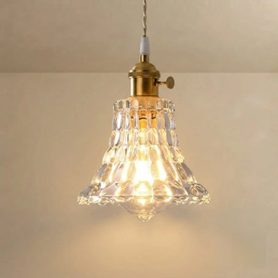 Pendant Light – Clear Blown Glass with Brass Finish for Bedroom